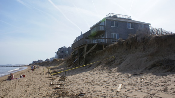 Hein studies coastal change on barrier islands like that shown here. Photo from Plum Island, Massachusetts. 